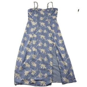 Abercrombie‎ women high slit midi dress floral 90s Y2K cottage blue XL